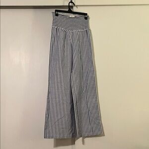 Love Tree Navy and White Striped Wide-Leg Pants